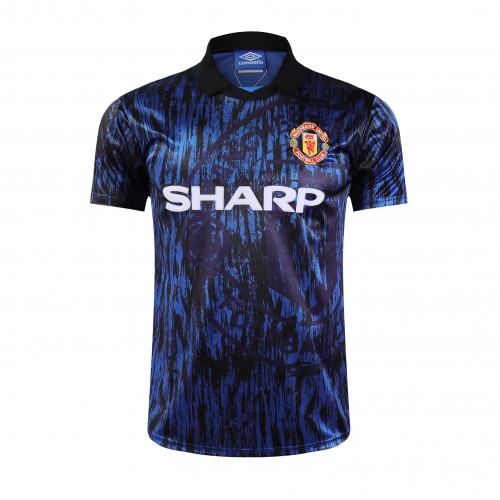 Manchester United Fodboldtrøjer Retro Udebanesæt 1993 Kort ærmer Manchester United Fodboldtrøjer Retro Udebanesæt 1993 Kort ærmer